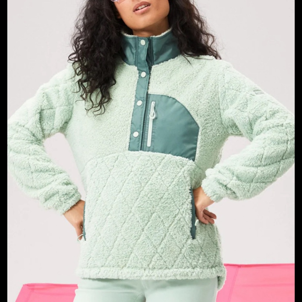 Roxy Alabama 1/4 Snap Technical Fleece Cameo Green NWT XL
